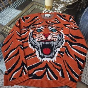 Gucci Orange Tiger Graphic Crewneck Sweater